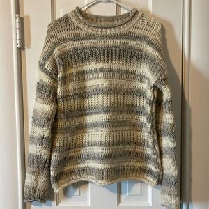Striped Gray and Cream Women's Sweater